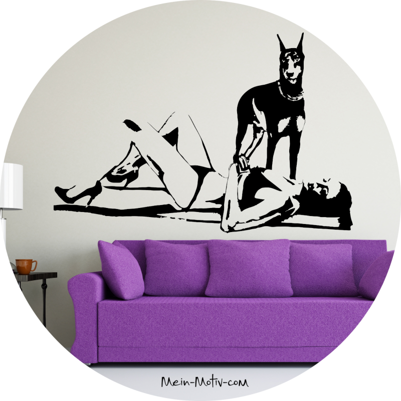 Preview: Wandtattoo 16019 Strandbild - Dobermann